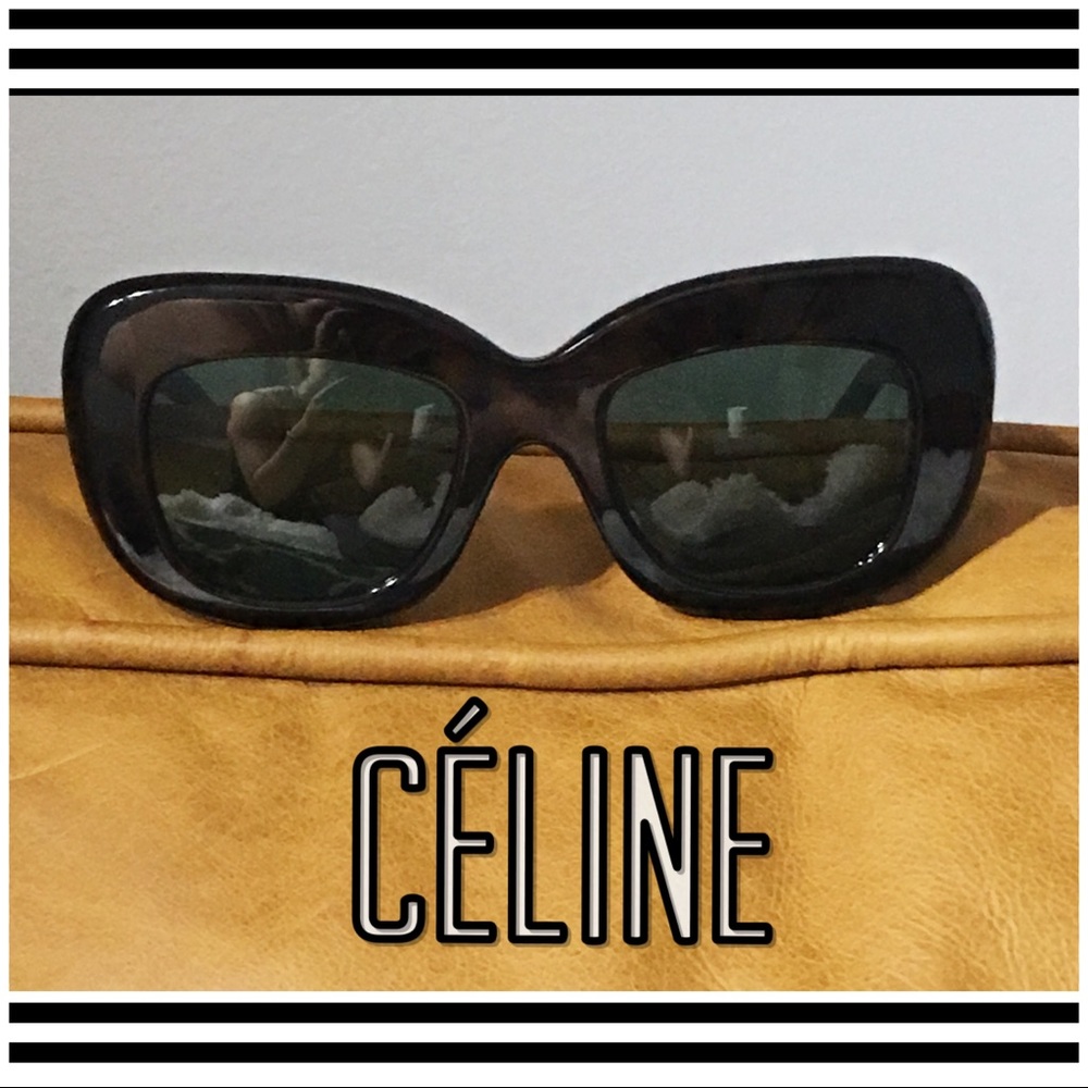 CCO SALE Authentic Céline Dark Tortoise Sunglasses